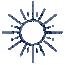 A simple illustration of a sun with rays extending outward.
