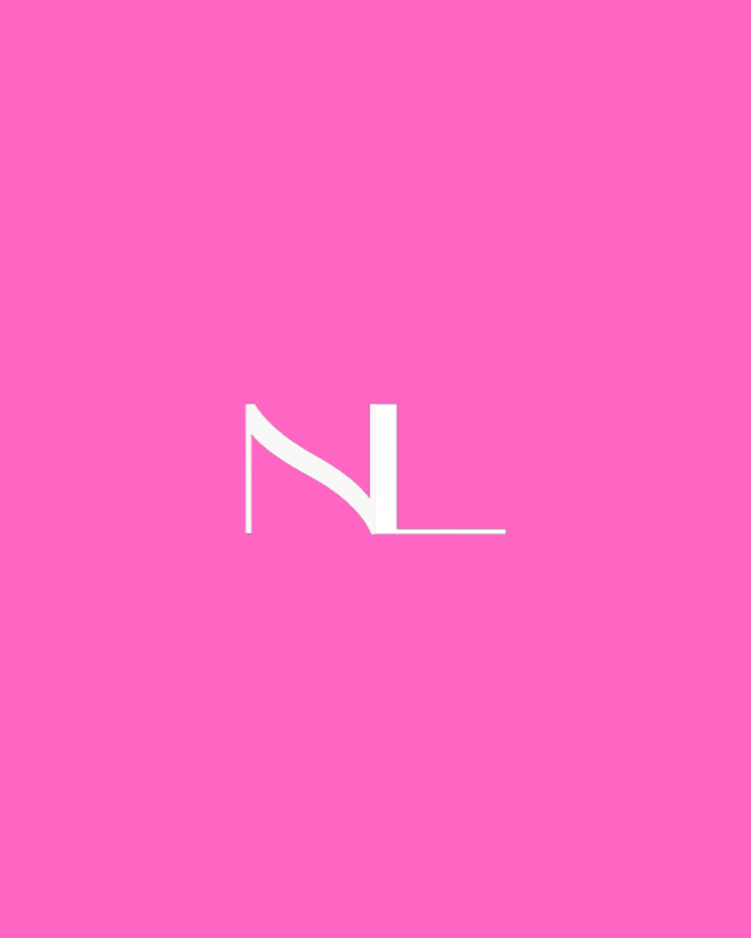 Pink background with a minimalist white logo consisting of a stylized letter 'N' combined with a letter 'L'.  Leadership keynote speaker motivational speaker burnout recovery Rachael Karlyl Nurture Law