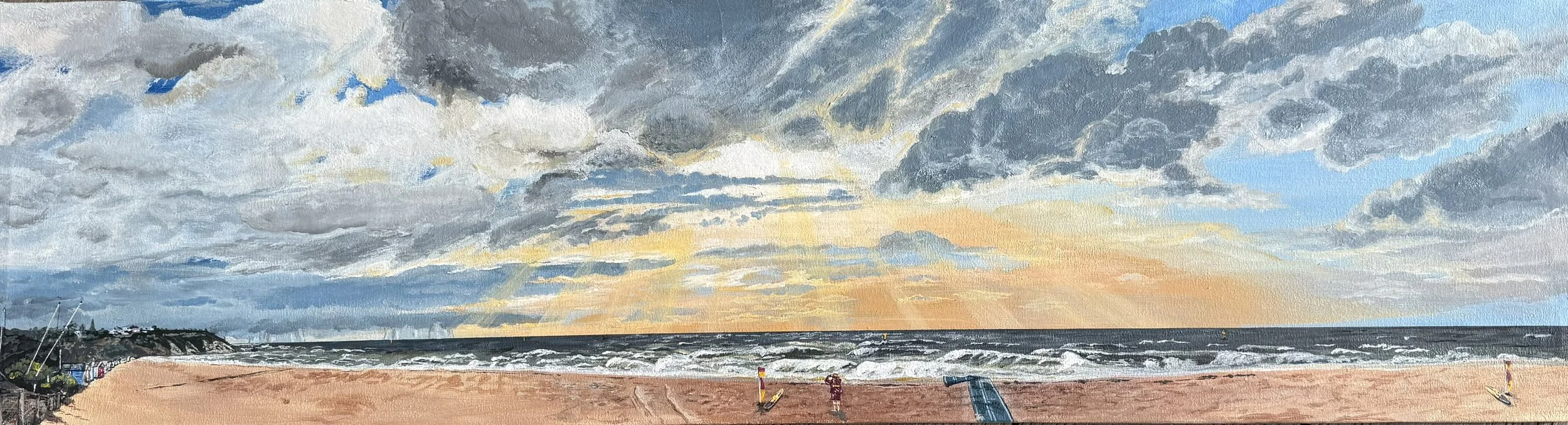 Standing Watch: 35x126cm Glicee Print Tribute to Surf Lifesavers