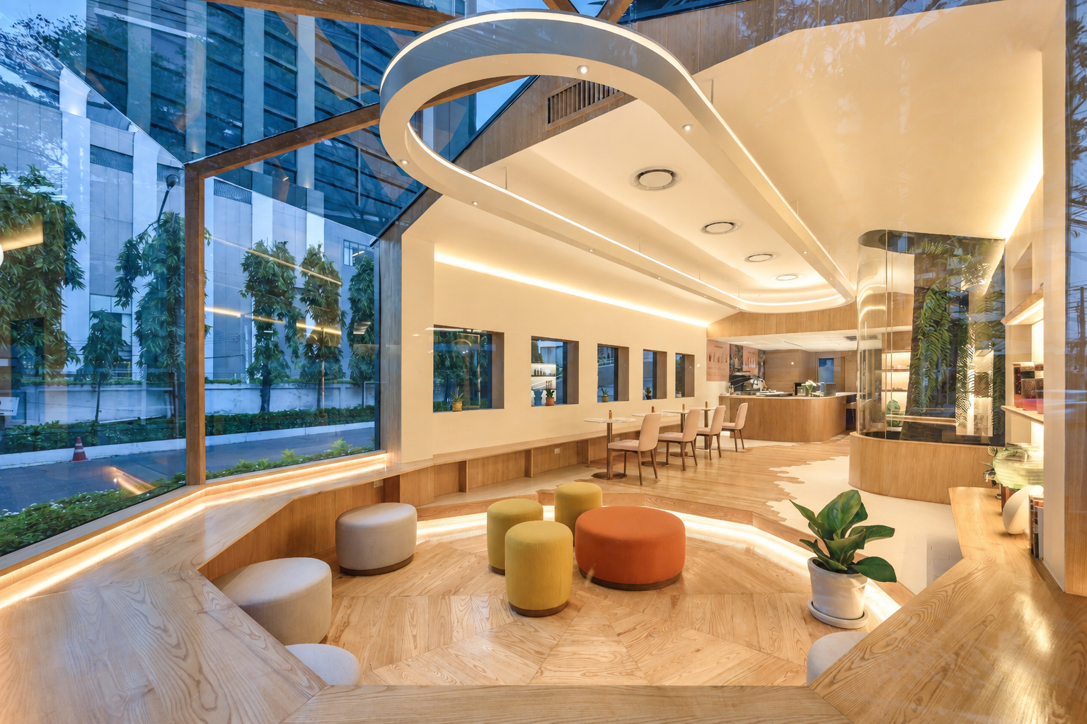 Contemporary cafe interior design in Bangkok