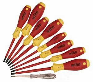 Wiha 32089 9-Piece SoftFinish Insulated Screwdriver Set with Voltage Detector