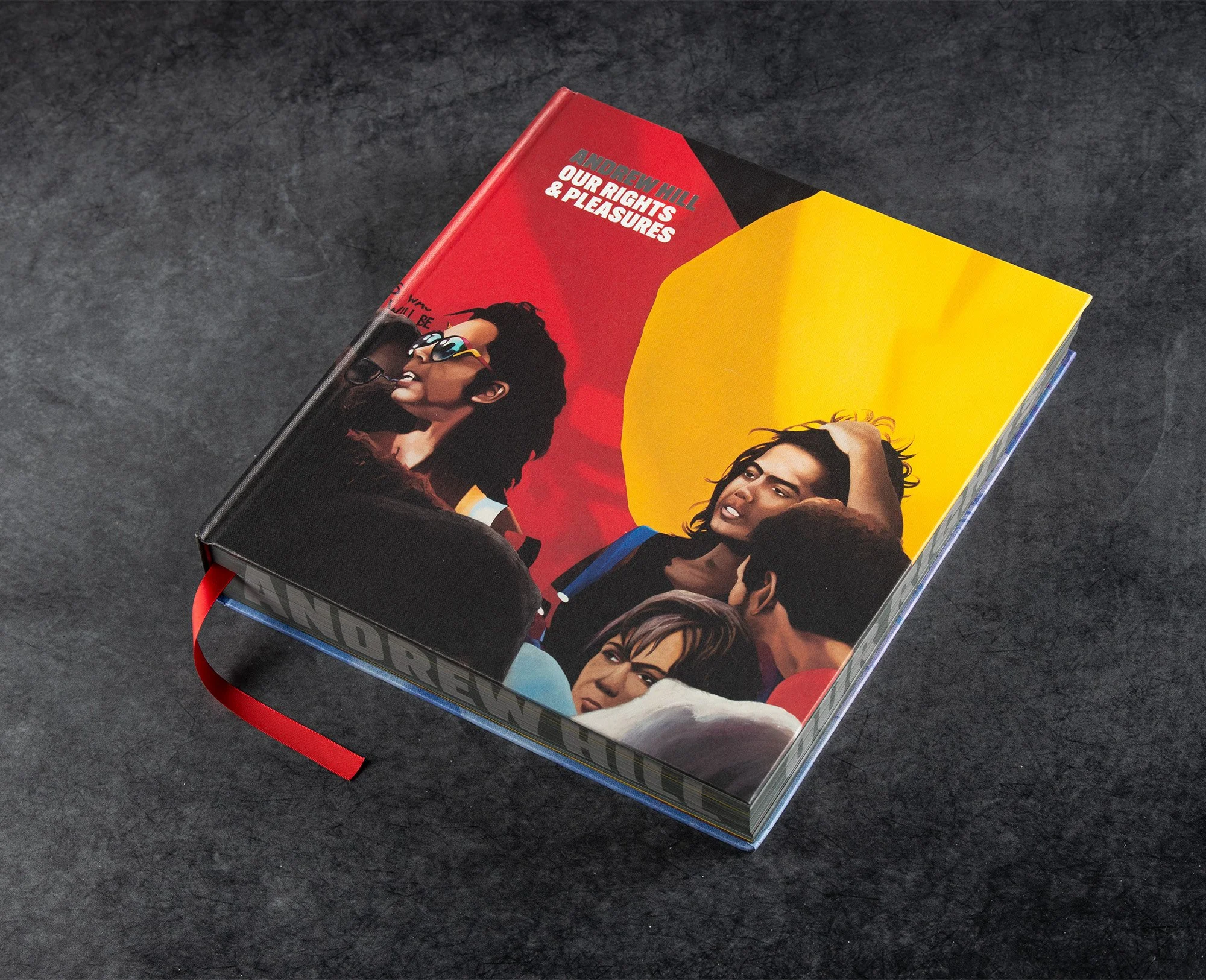 Photo of the Our Rights and Pleasures book cover and printed side detail