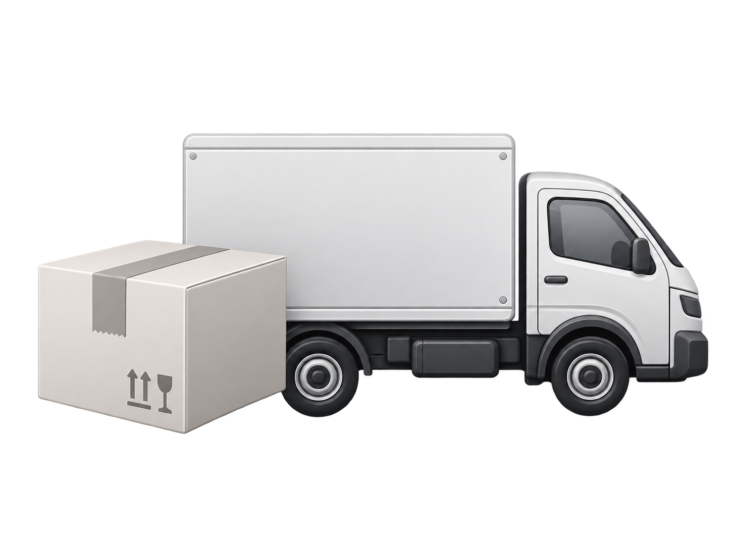 Illustration of a delivery truck and package for East-Wing auction shipping information.