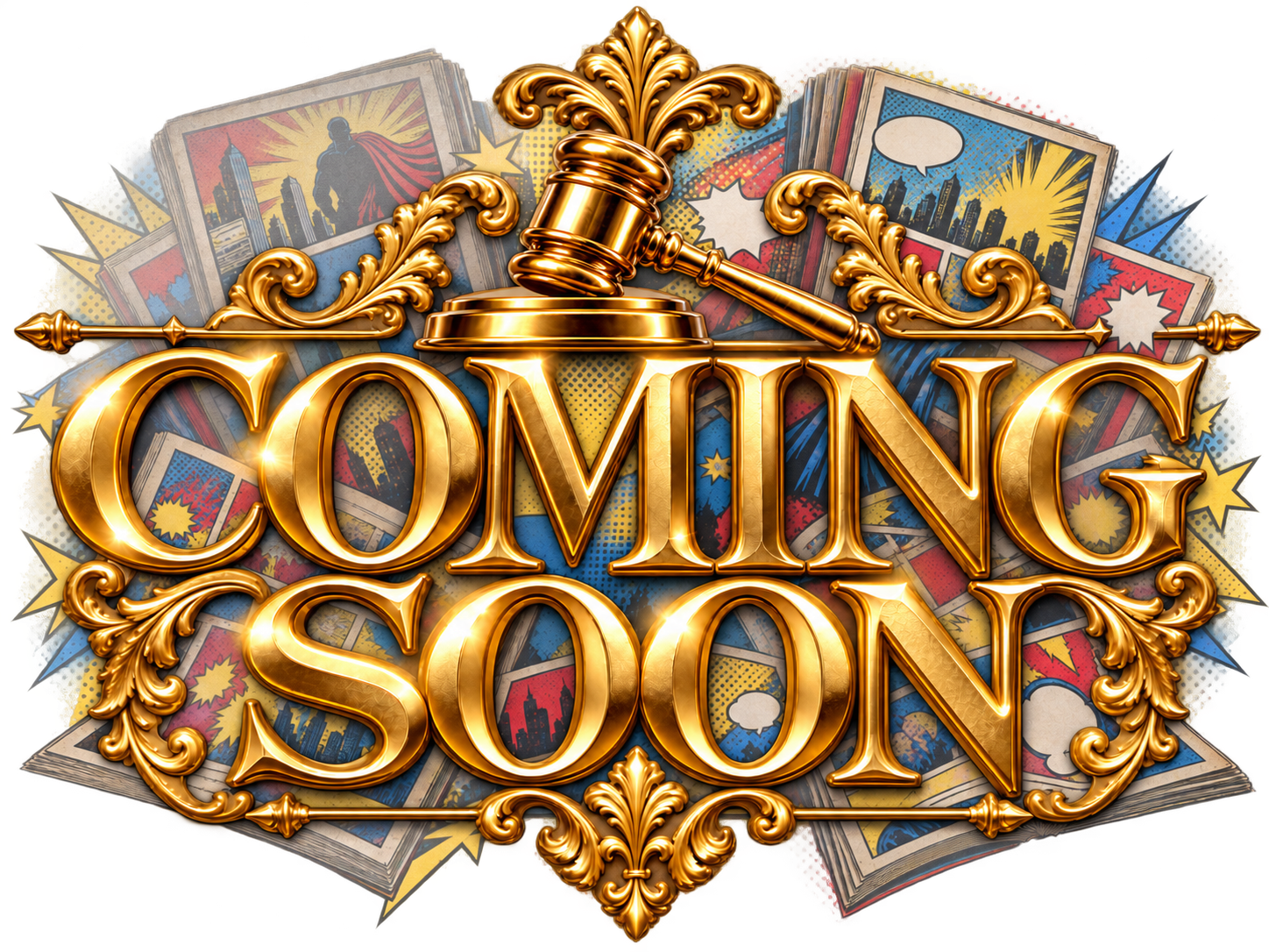 Coming Soon graphic for an upcoming vintage comic book collection auction.