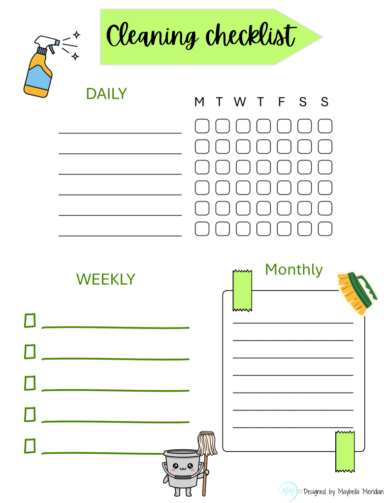 Simple cleaning checklist