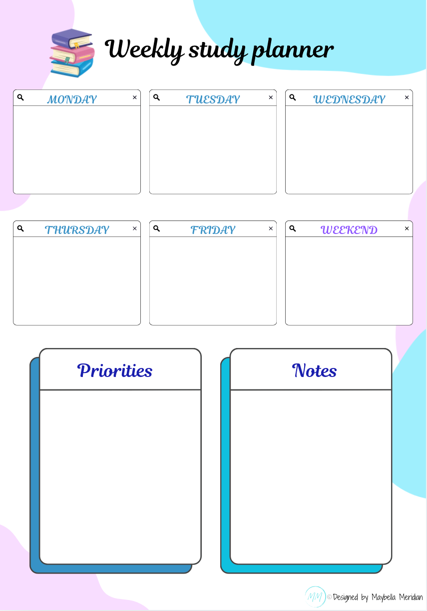 Weekly study planner