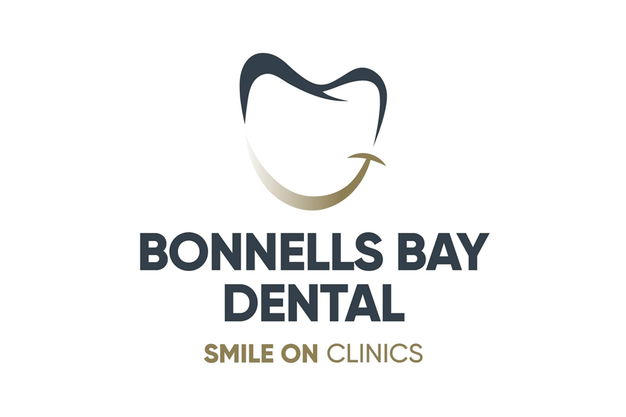 Logo for Bonnells Bay Dental with a stylized smile and text 'Bonnells Bay Dental' and 'Smile On Clinics'.
