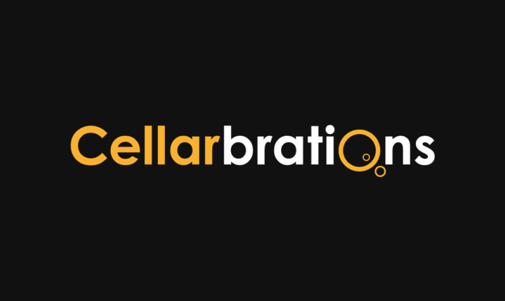 Text reading 'Cellarbrations' in a stylized black background logo with orange and white lettering.