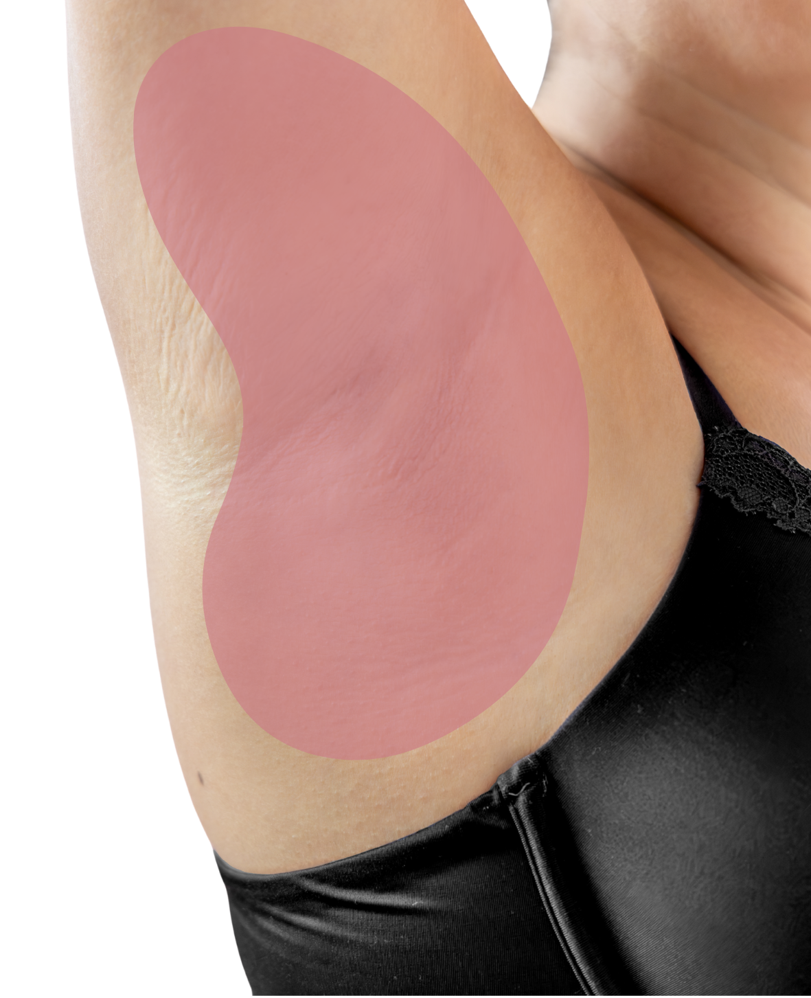 Close-up of a woman's armpit, showing a diagram of the hair removal section for "Underarms" wax