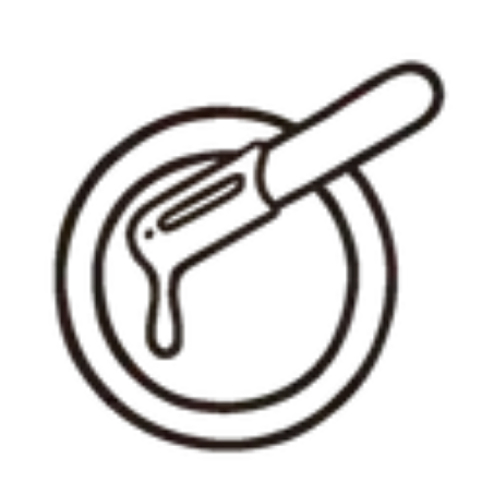 Outline of a wax stick and a waxing pot.