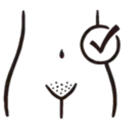 Outline of a woman's midsection with a checkmark in a circle