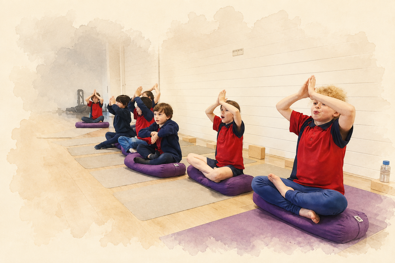 Children practising yoga together at the ZenYogis Alexandria Park Community School dojo