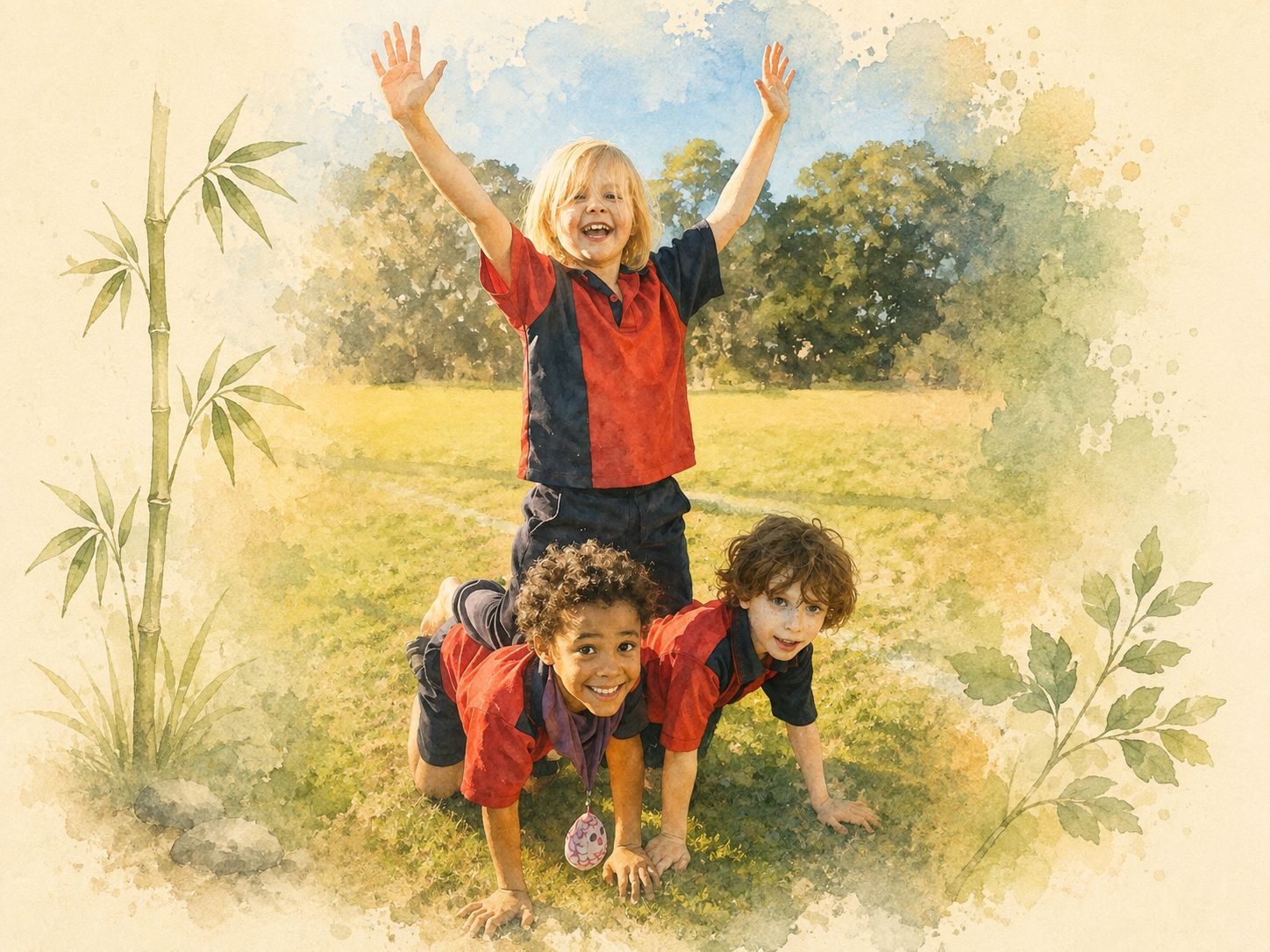 Children enjoying playful outdoor movement and physical activity