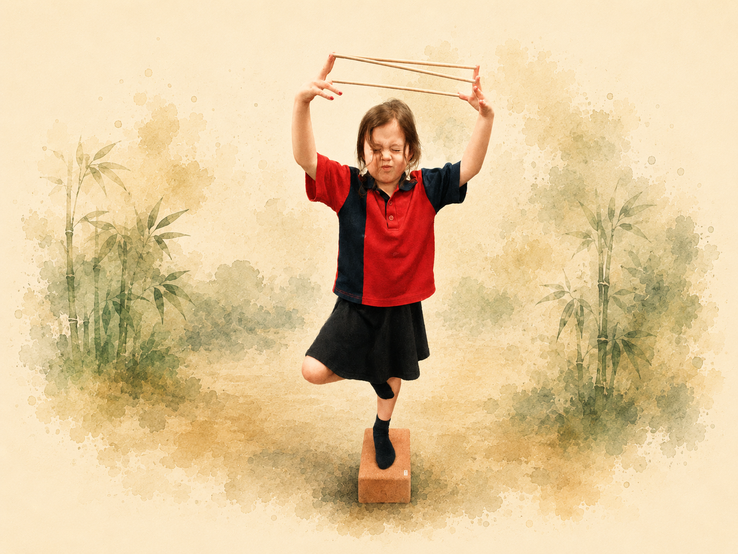 Child practising balance and martial arts discipline with ZenYogis