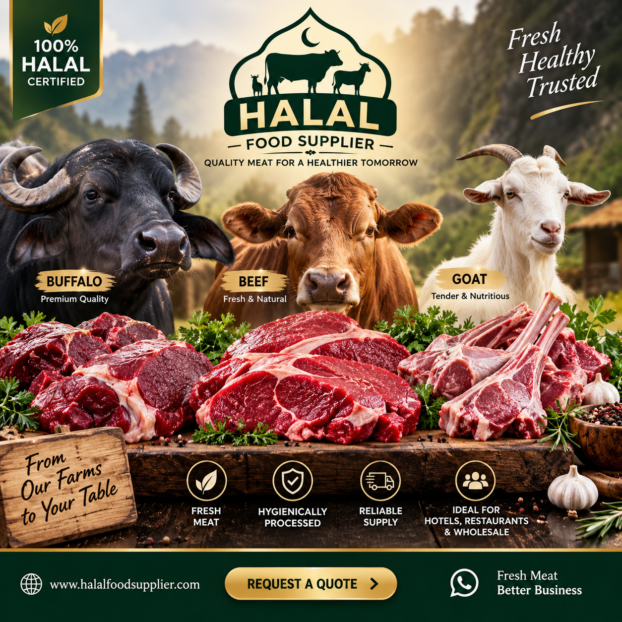 Fresh Halal Meat – Premium Buffalo, Beef & Goat