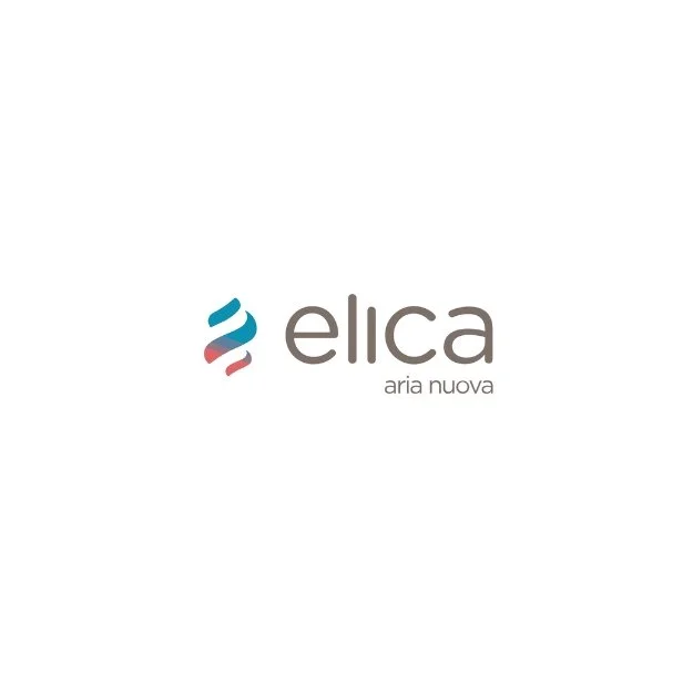 Logo for Elica Aria Nuova featuring a stylized swirl in blue, gray, and red with the text 'ellica' and 'aria nuova'.