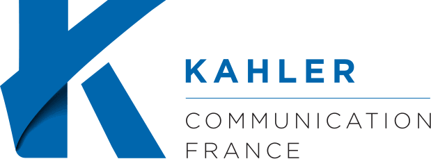 Logo de Kahler Communication France avec un grand K bleu et le texte 'Kahler Communication France'.