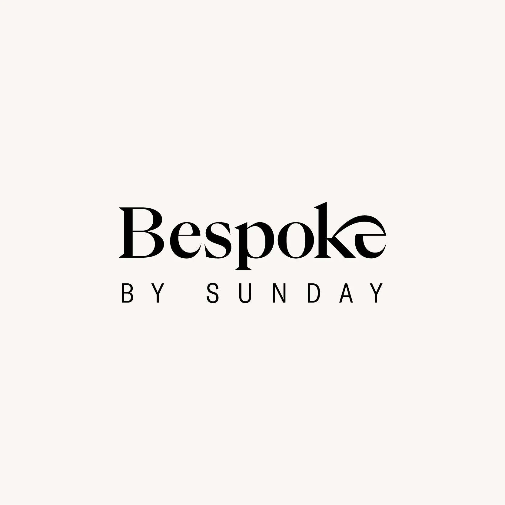 Logo Bespoke by Sunday en noir sur fond crème, identité visuelle d'un lieu de restauration clean food