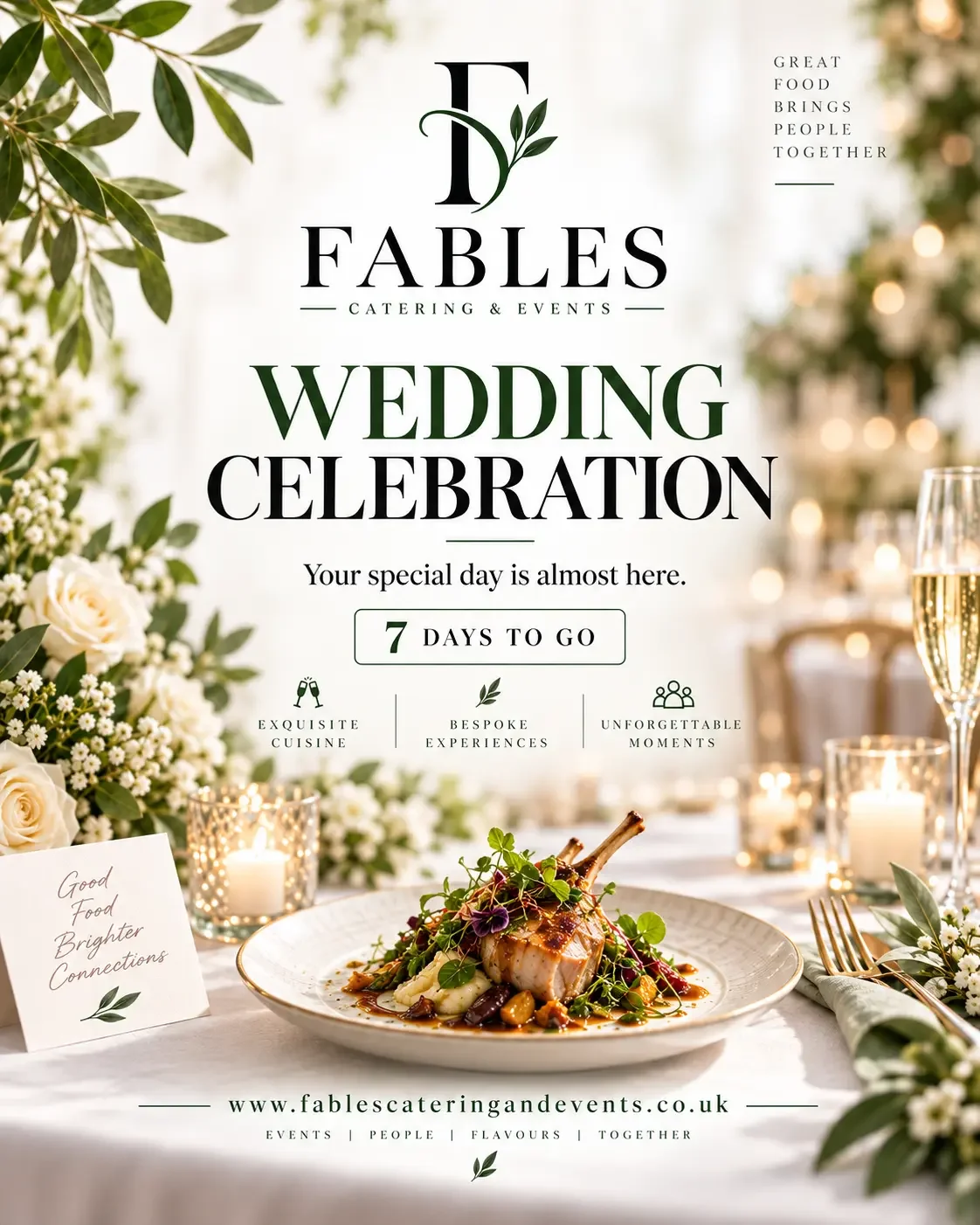 Fables wedding celebration countdown poster: your special day is almost here, 7 days to go.