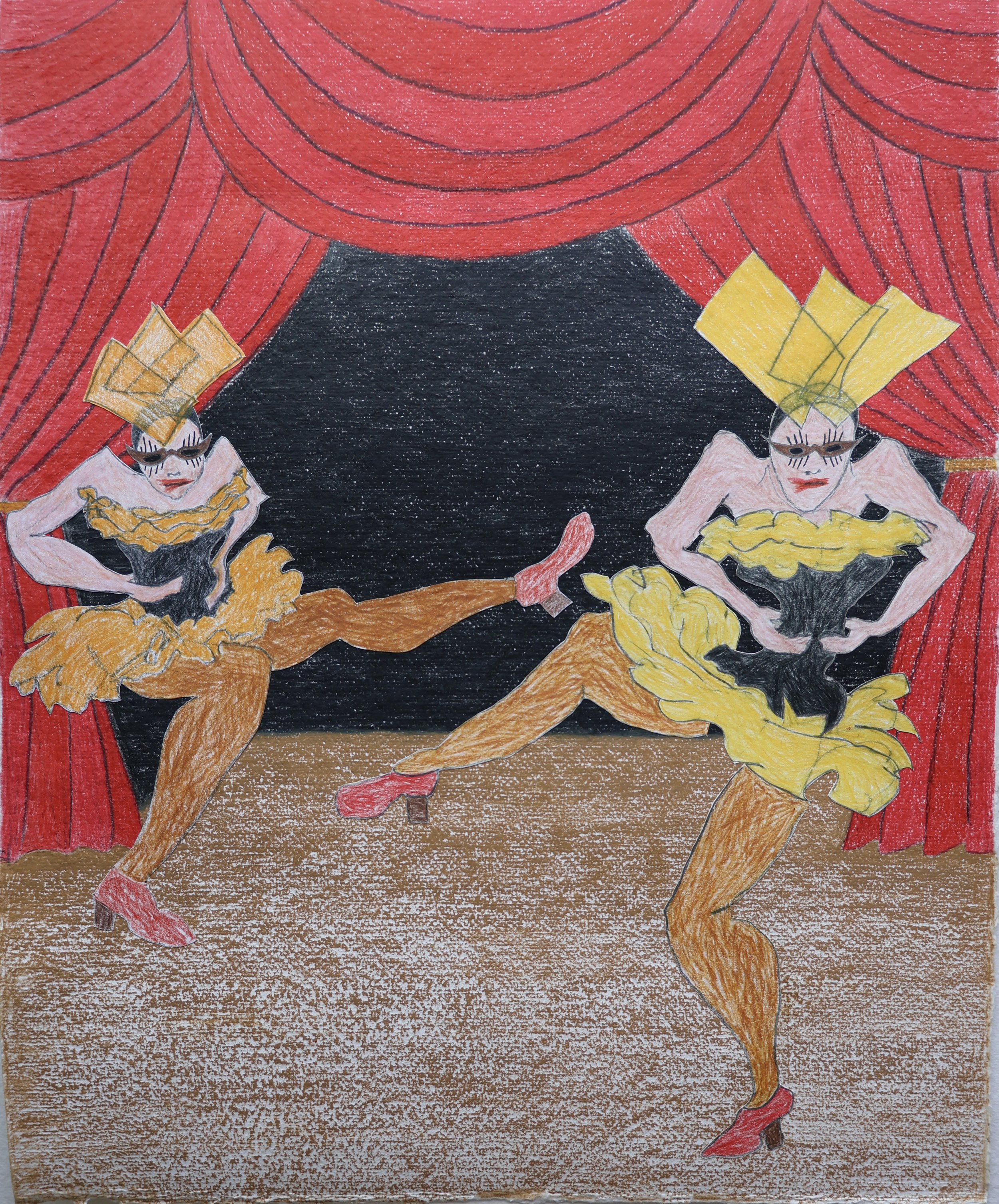 Pas de Deux, 2026, coloured pencil on paper, 297 x 420 mm,