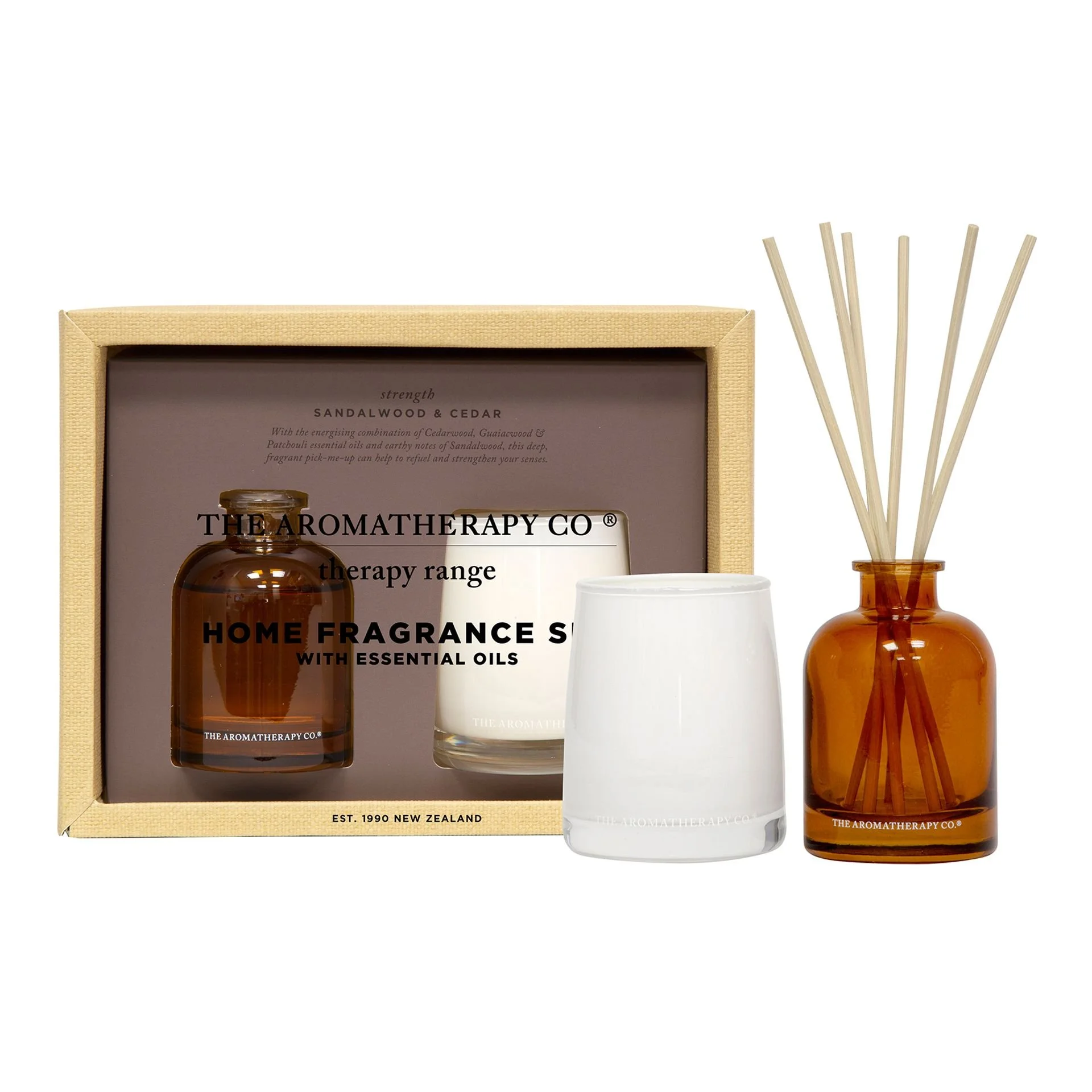 100g Candle & 50ml Diffuser Therapy Set - Strength Sandalwood & Cedar