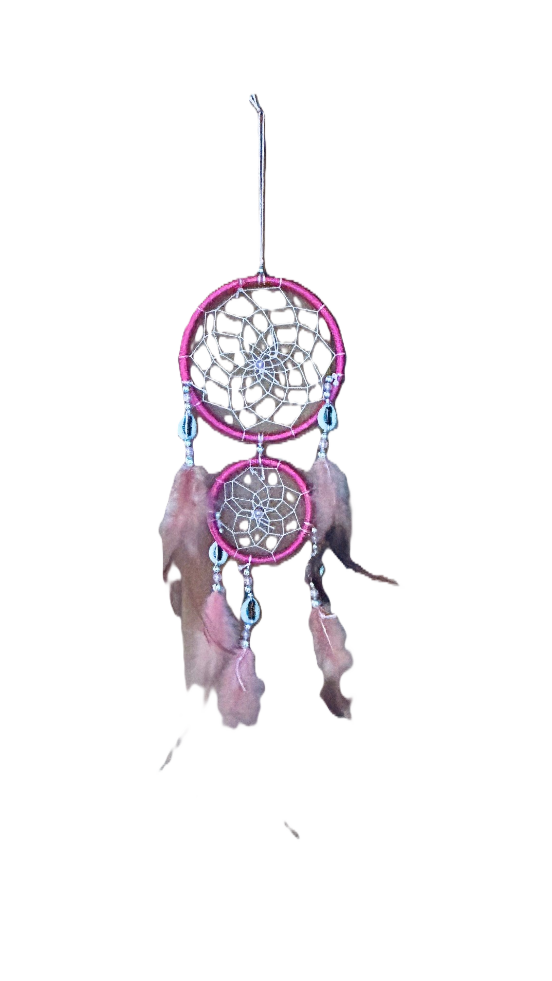 Dreamcatchers - Pink & Peach Feather (medium)