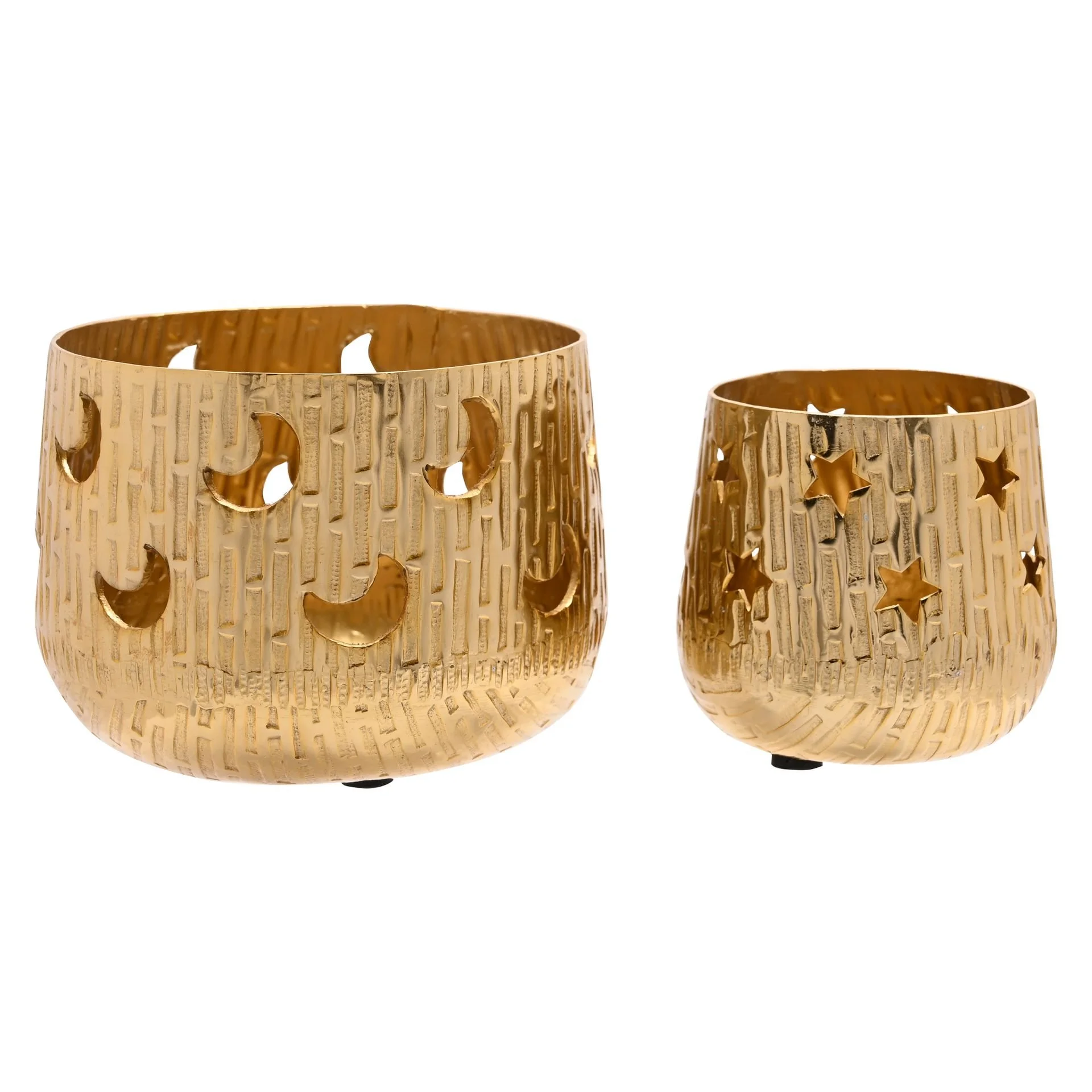 Set of 2 Gold Moon and Star Metal Votives