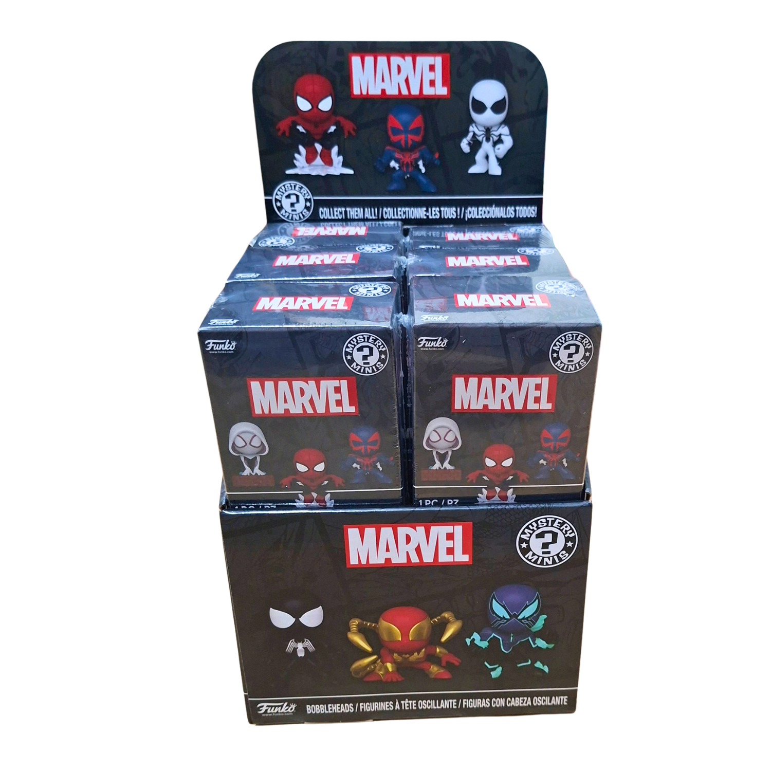 Funko Mystery Minis Marvel Spider-Man collectible blind box display