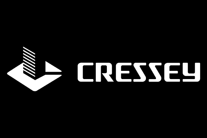 Black background with a white logo of a stylized factory and the word 'CRESSEY' in modern font.
