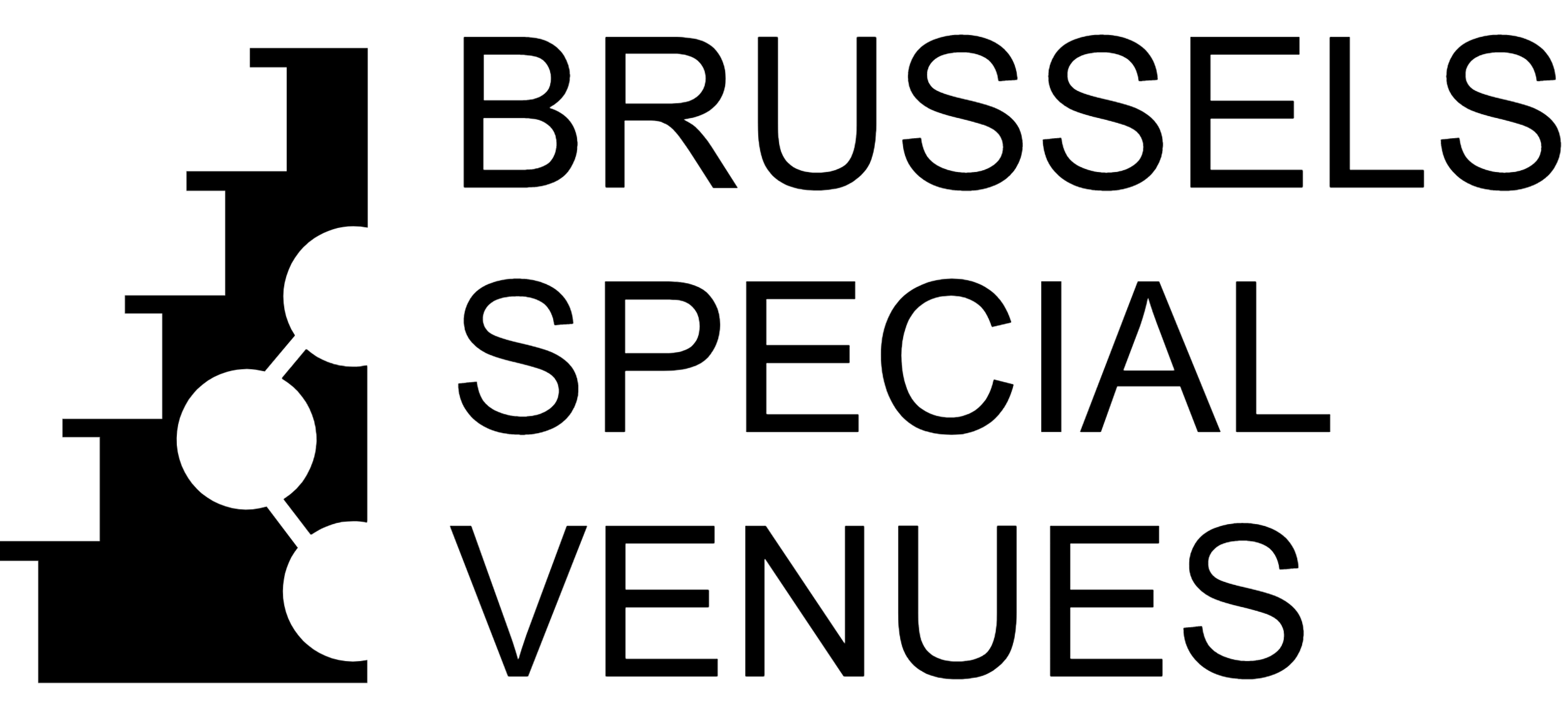 Black and white logo with interlinked sprockets and the text 'Brussels Special Venues'.