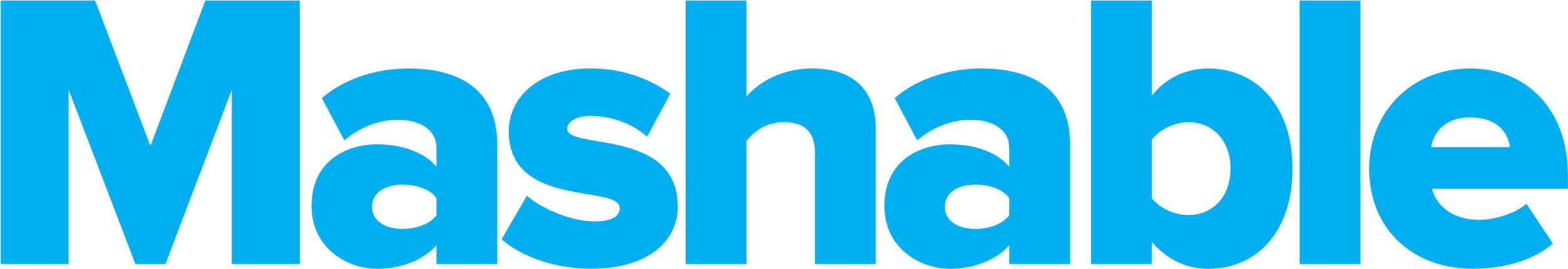 The word 'Mashable' in large blue text on a black background.