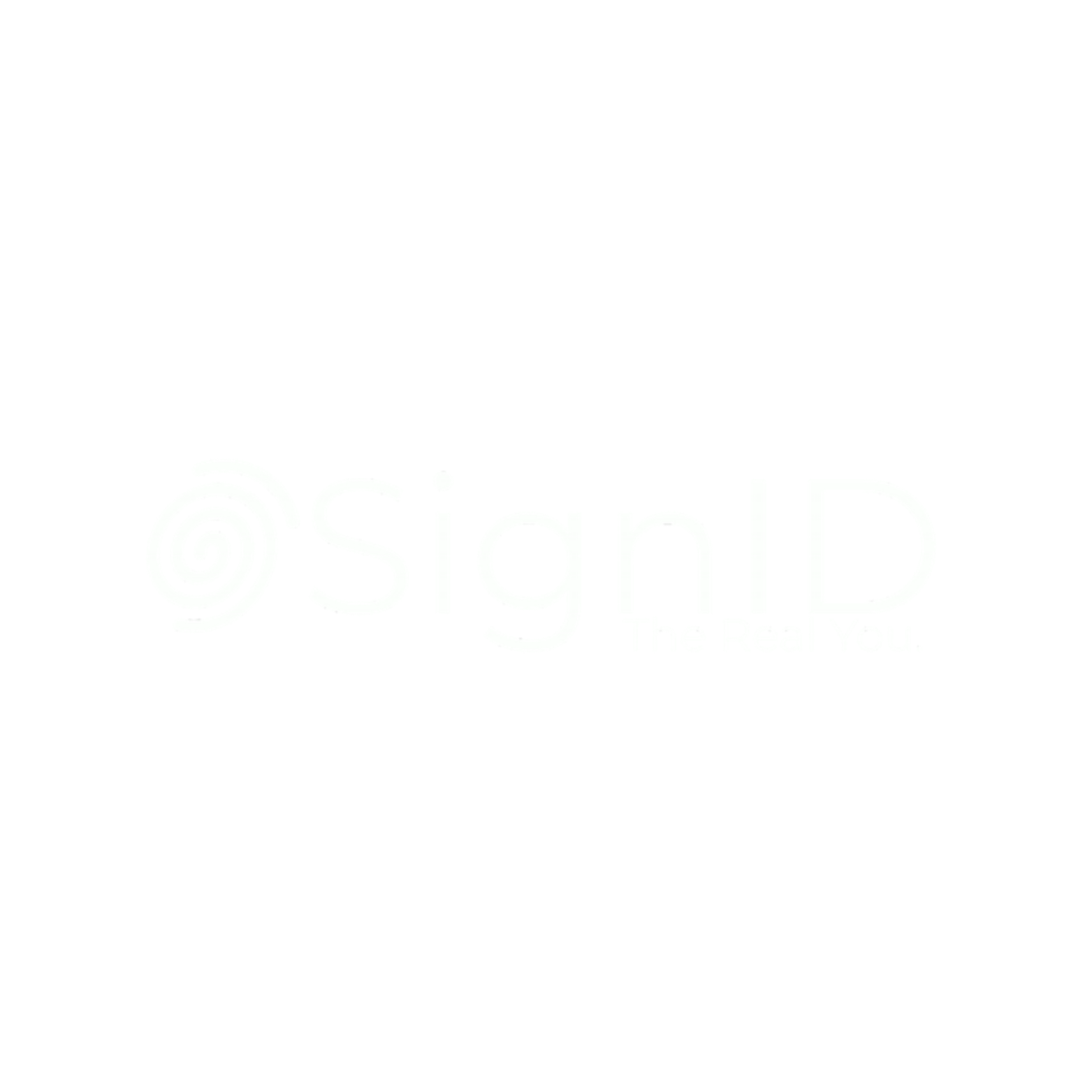 Logo with a spiral icon and the words 'signID' and the tagline 'The Real You' against a black background.