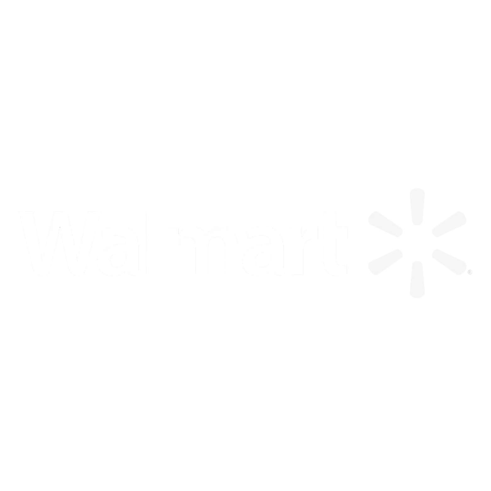 Walmart logo with black background and white text, including a spark symbol to the right of the word "Walmart".