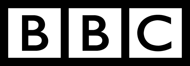 BBC logo with black letters B, B, C in white squares.