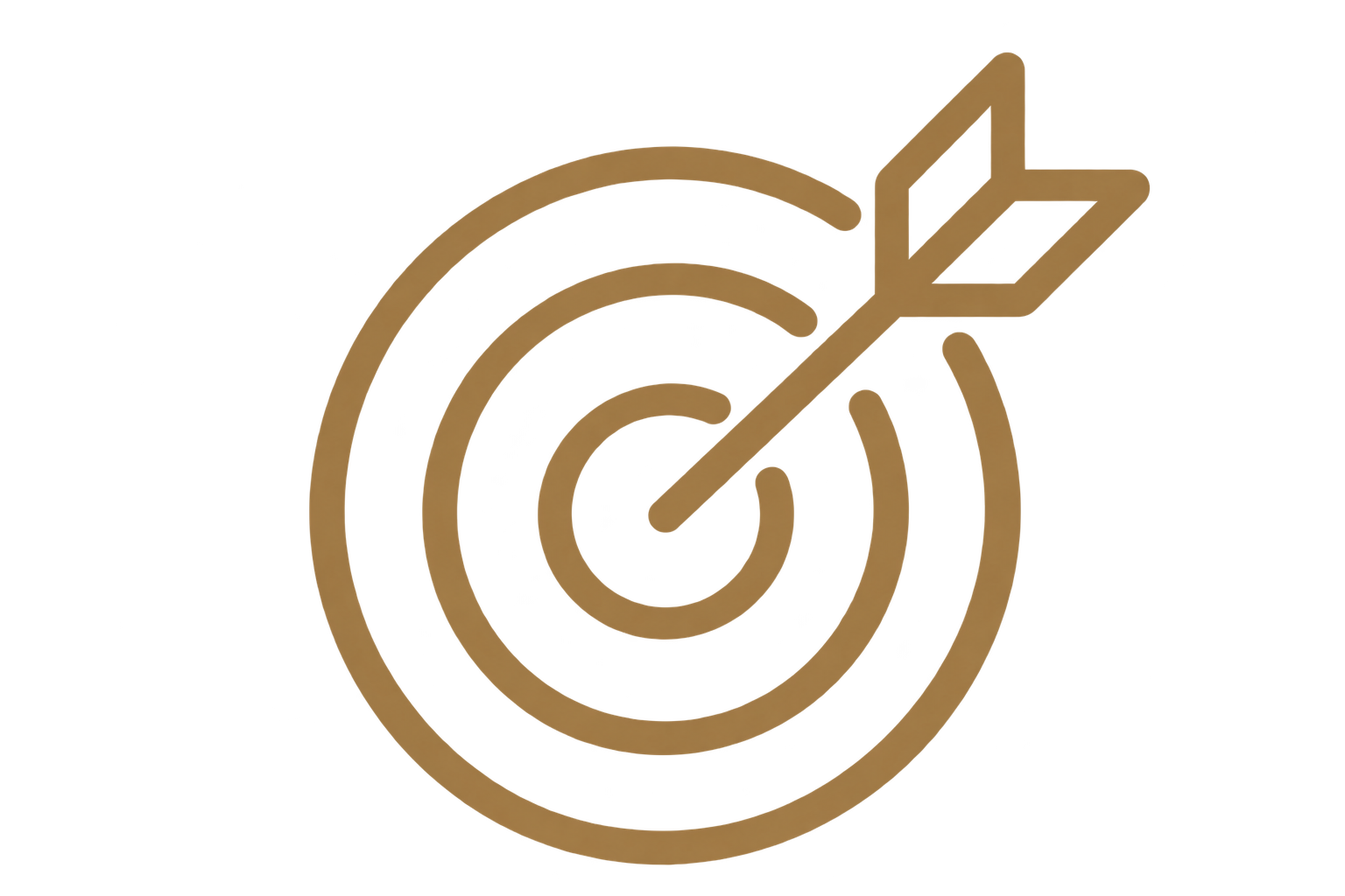 Symbol eines Zielscheibens mit einem Pfeil, der ins Zentrum trifft