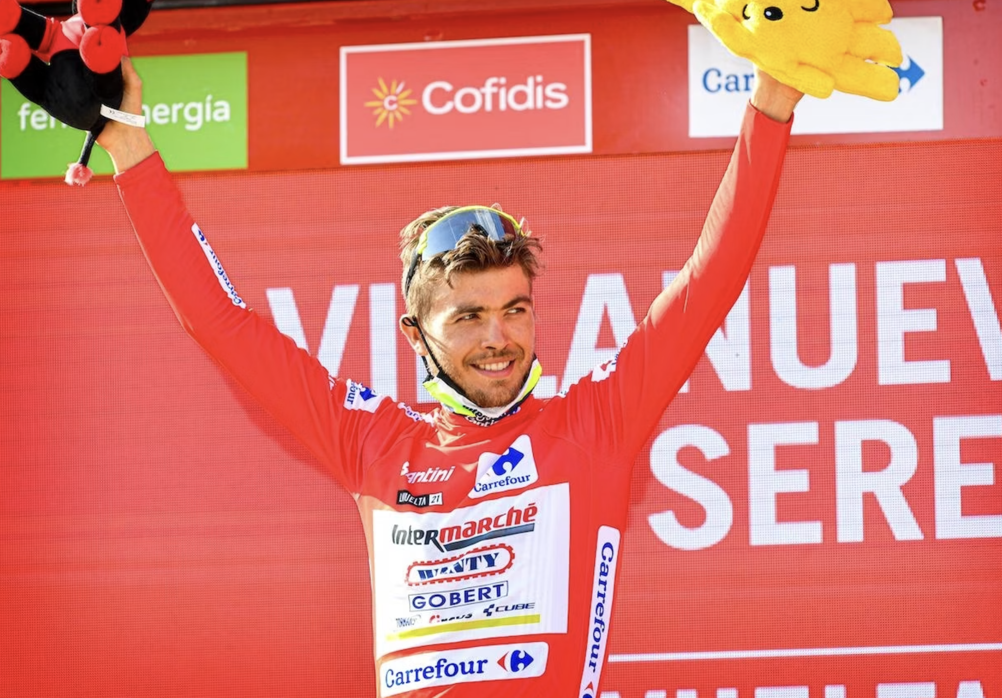 Odd Christian Eiking med ledertrøye i Vuelta Espana.