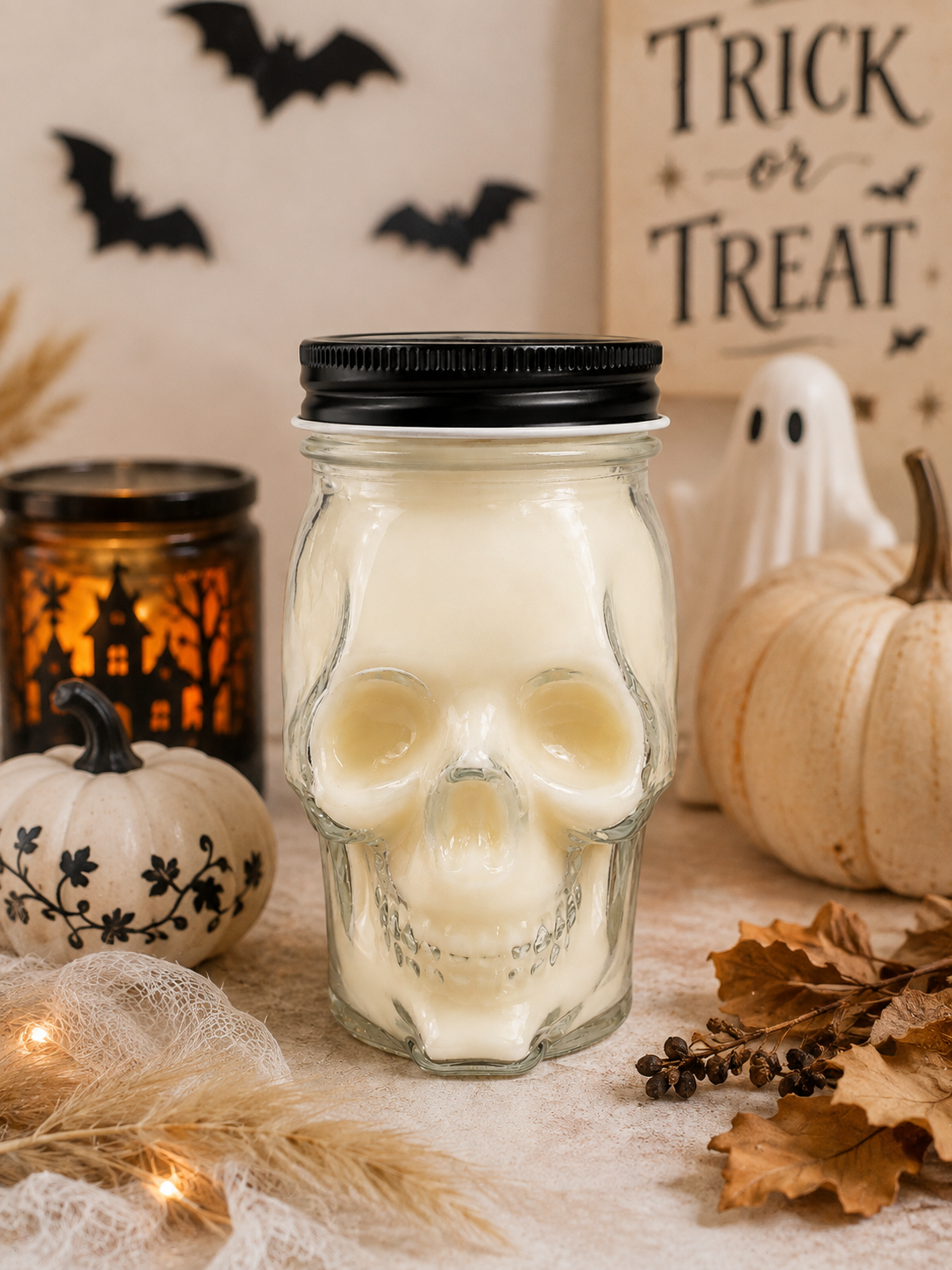 Marshmallow Eve • 16 oz Skeleton Soy Candle ( Reusable Cup)