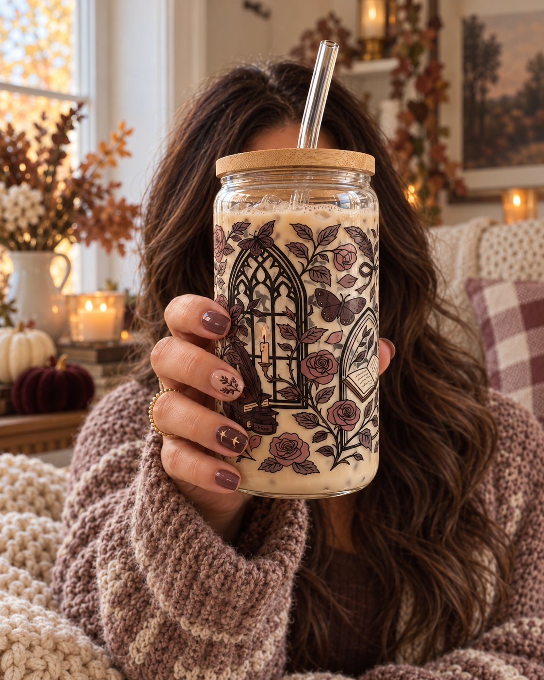 Spooky Book Lover Glass Tumbler • 16 oz