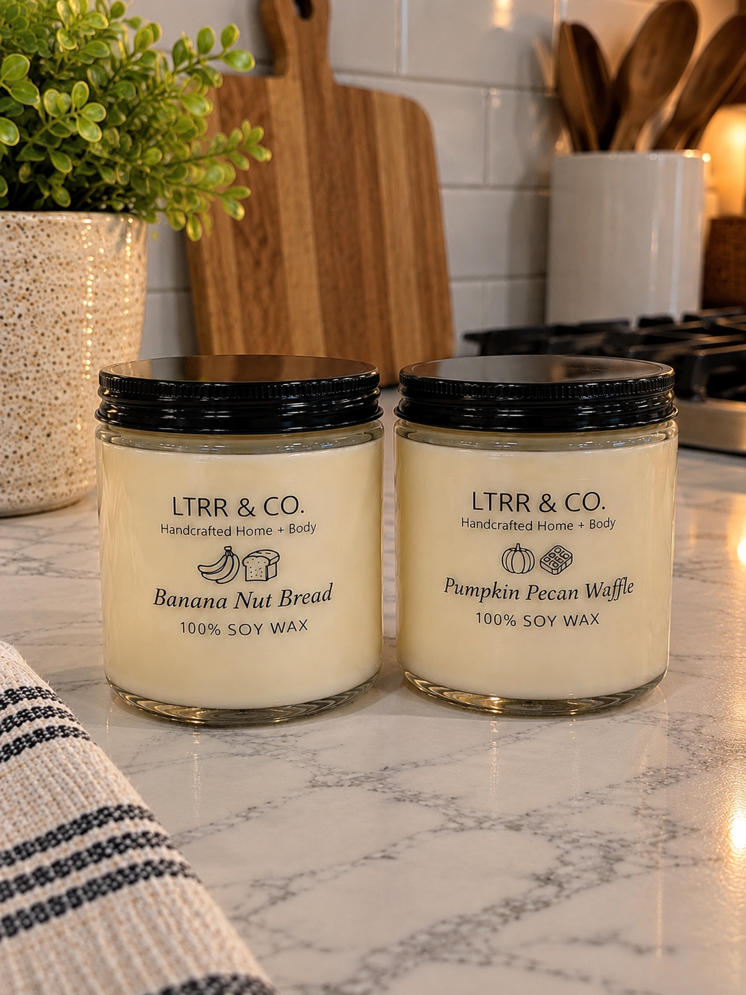100% Soy Wax Candle • Banana Nut Bread + Pumpkin Pecan Waffles • 8 oz