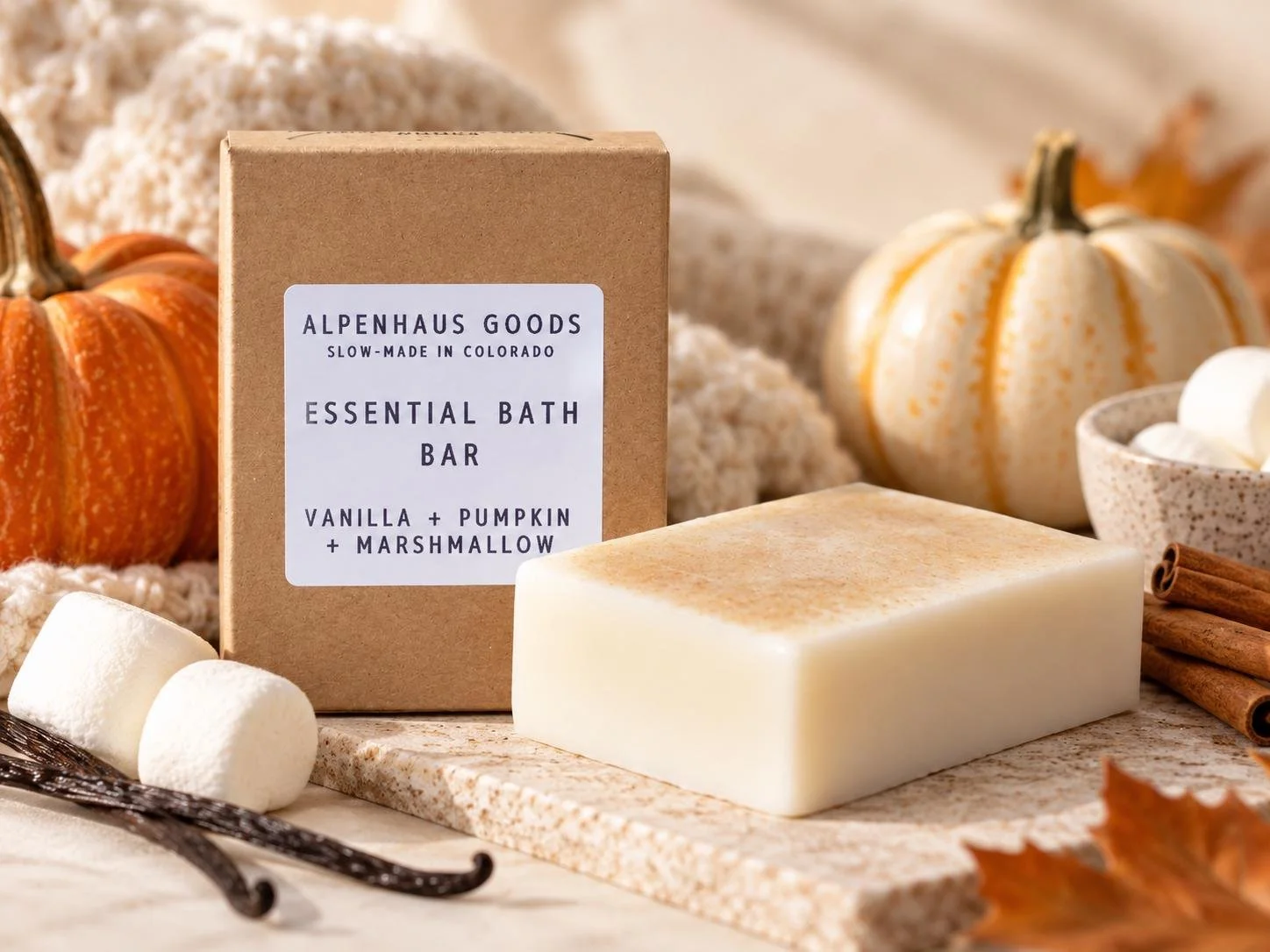 Vanilla + Pumpkin + Marshmallow Essential Bath Bar | 5oz.