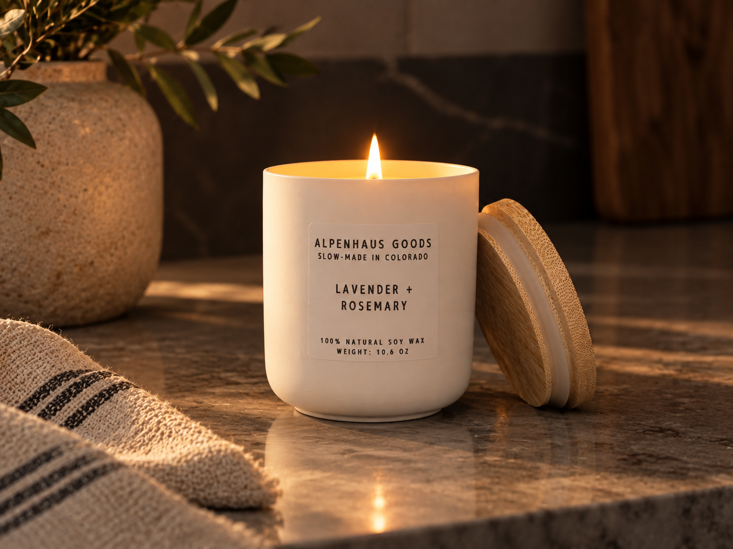 Lavender + Rosemary Essential Oil Soy Candle | 10.6 oz