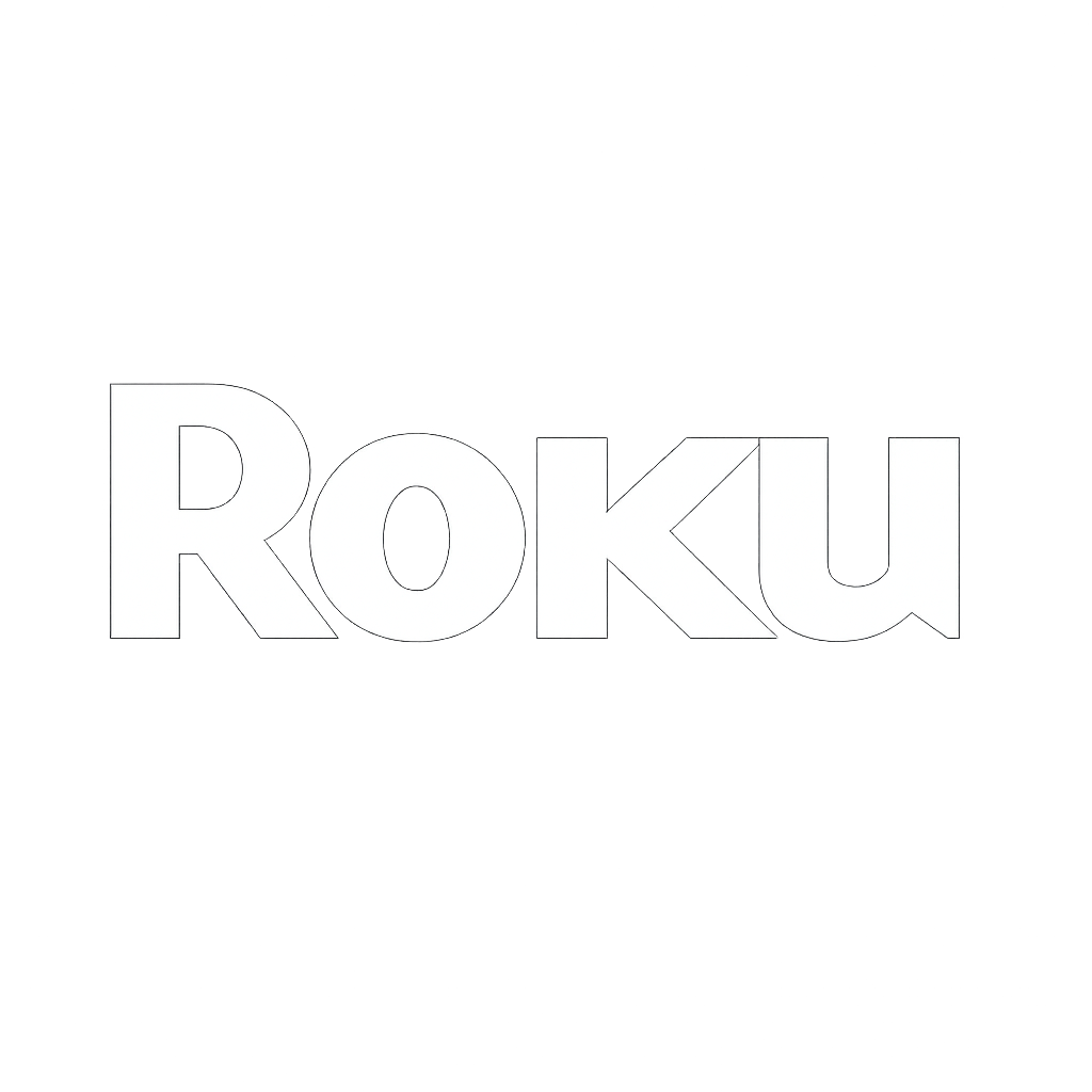 Black background with the word 'Roku' in bold, white letters.
