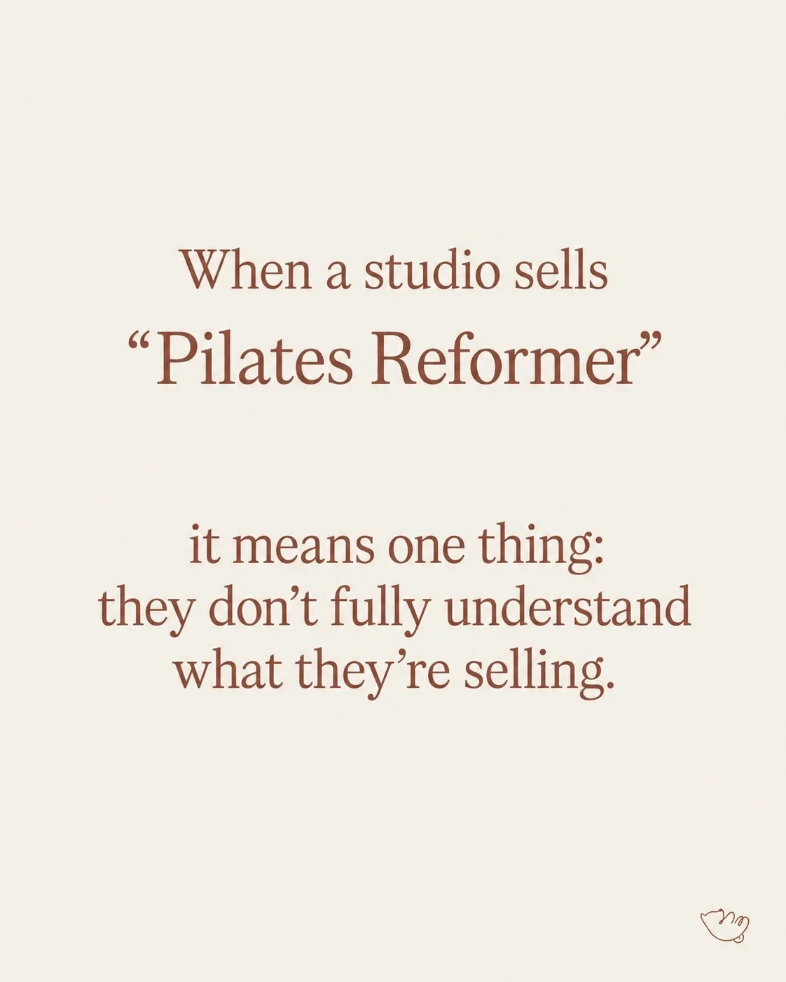 Le Reformer est un appareil. Le Pilates est une m&eacute;thode.

Ce qui fait le Pilates, ce n&rsquo;est pas seulement l&rsquo;appareil utilis&eacute;, mais la mani&egrave;re de bouger : l&rsquo;intention, le contr&ocirc;le, la pr&eacute;cision et la 