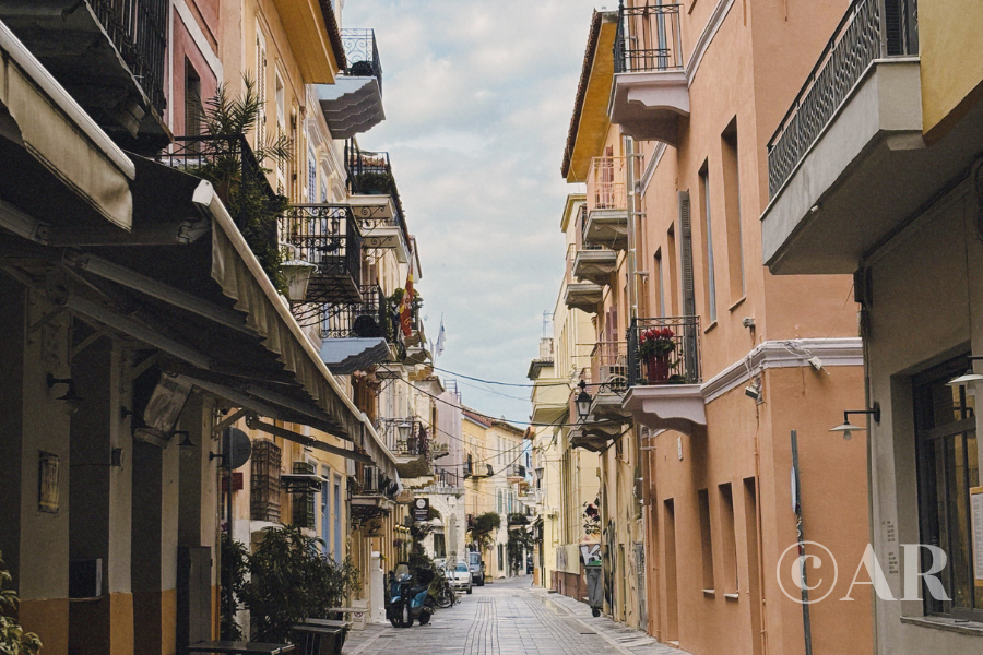 Narrow street in Nafplio, Greece