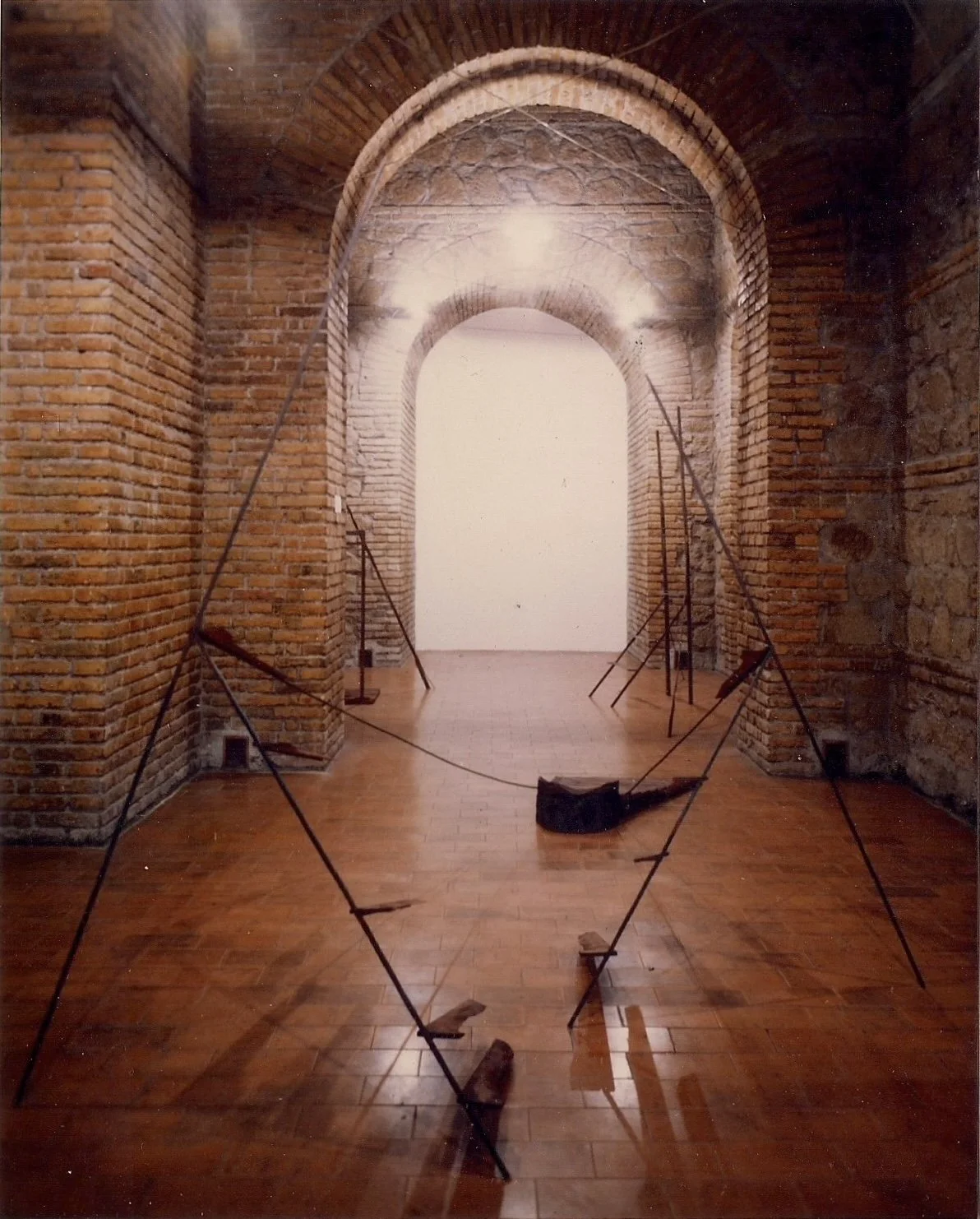 1987, Sala Uno Gallery, "Personal Poetics", Rome, Italy.  
"Scaffold between," bronze.