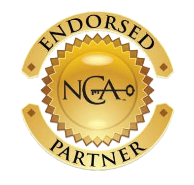 Gold badge with the text "Endorsed Partner" around a central logo that says "NCA". National Concierge Association Minnesota