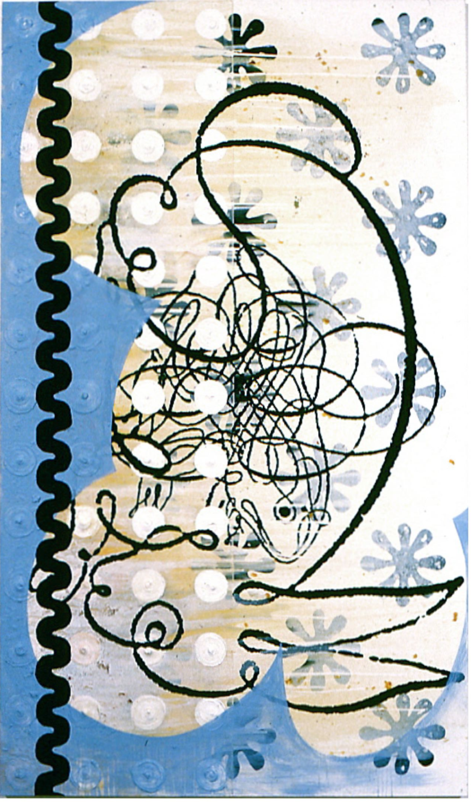LINDA BURNHAM, 
"Bump and Grind", 
1993, 
Oil and resin on canvas,  
91 1⁄2 x 54 inches