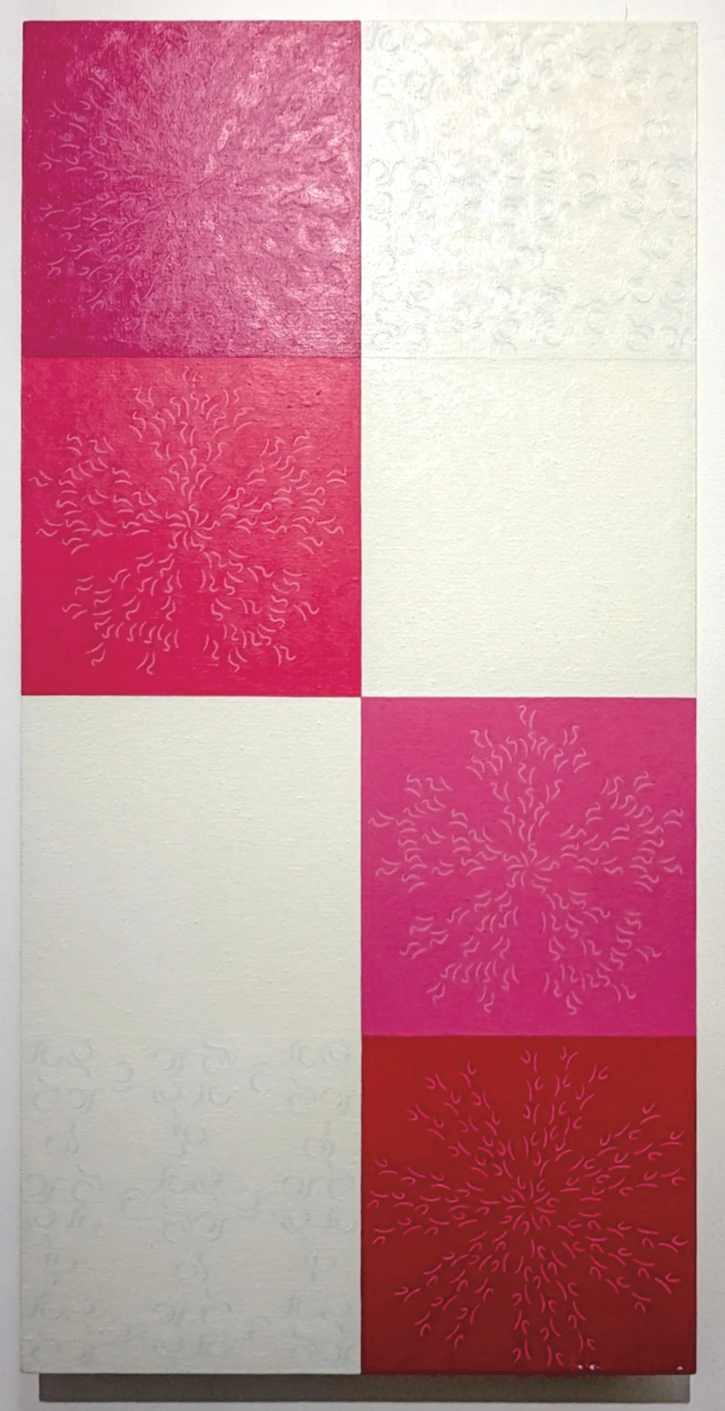 LINDA DANIELS, 
"Roses for a White Wall", 
1995, 
Oil on linen over panel, 
48 x 24 inches