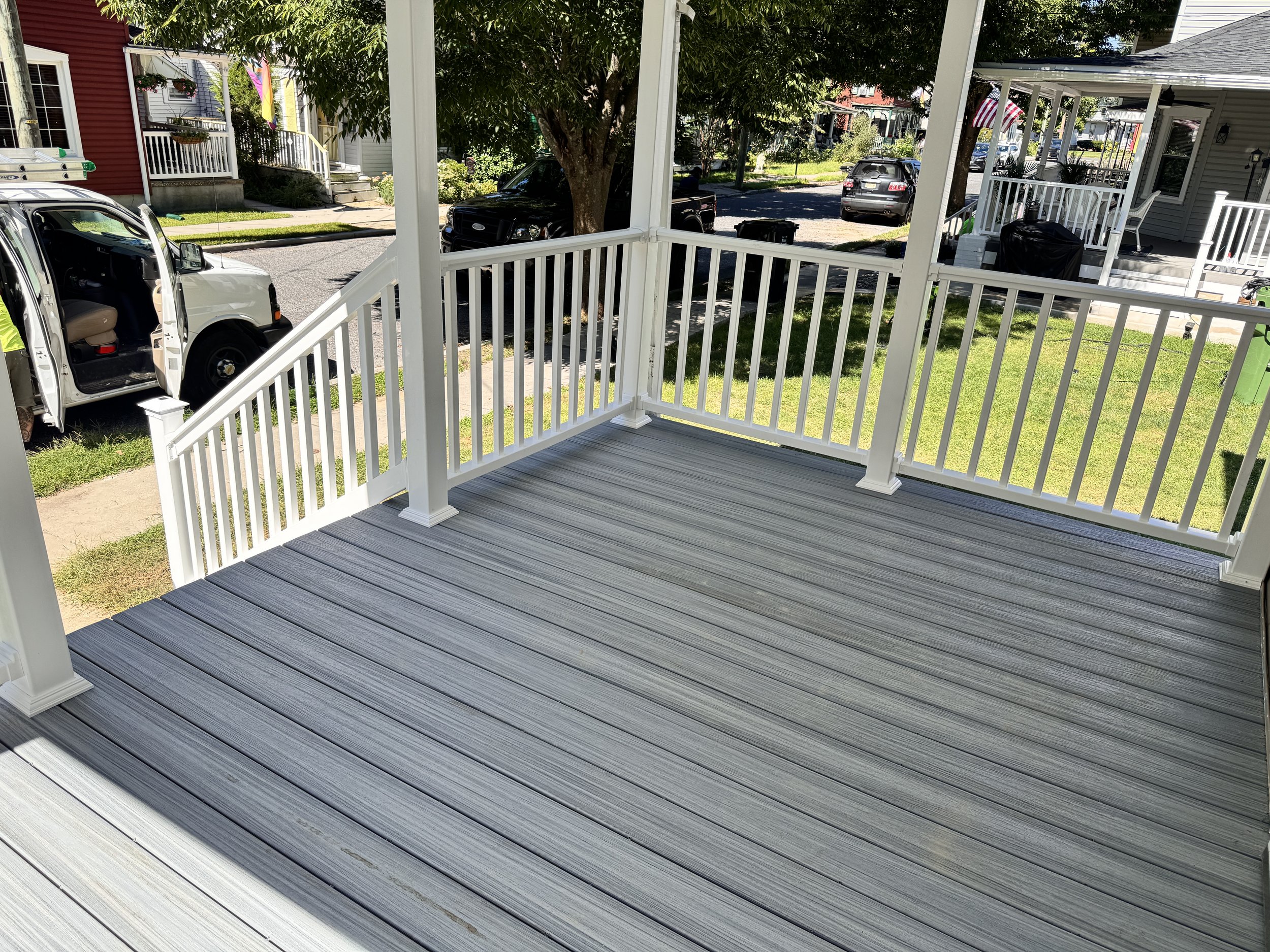 newly installed trex decking and front porch renovation