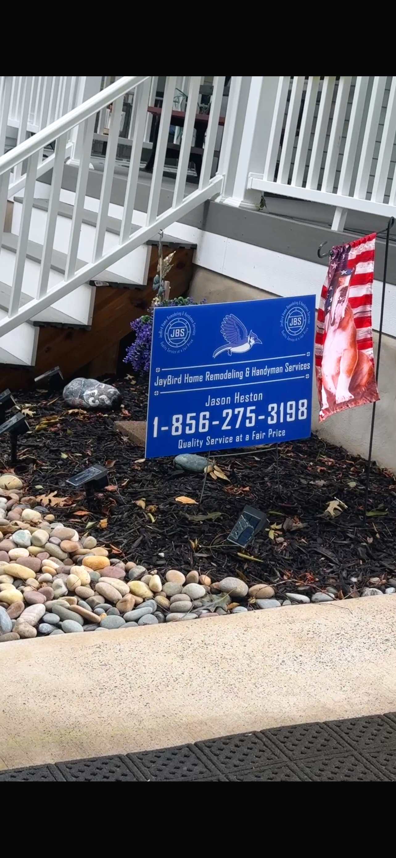 lawn sign of Jaybird home remodeling